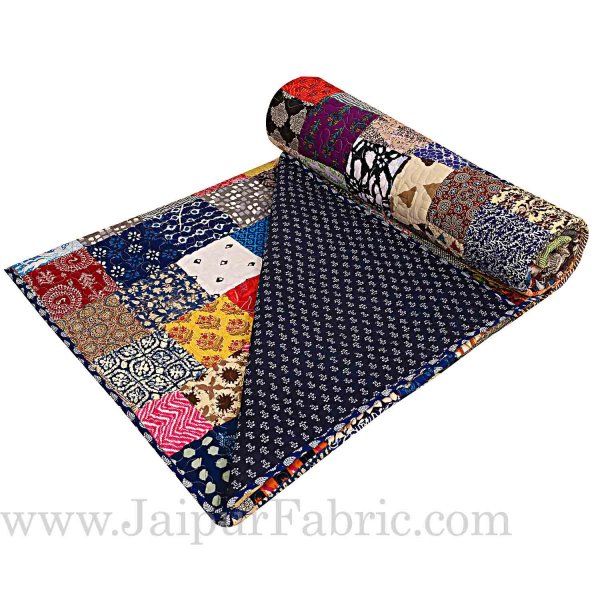 Patchwork AC Quilt/Blanket Soft Designer Double Bed - Multicolor (Multi)