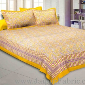 Honey Yellow Abstract Double Bedsheet