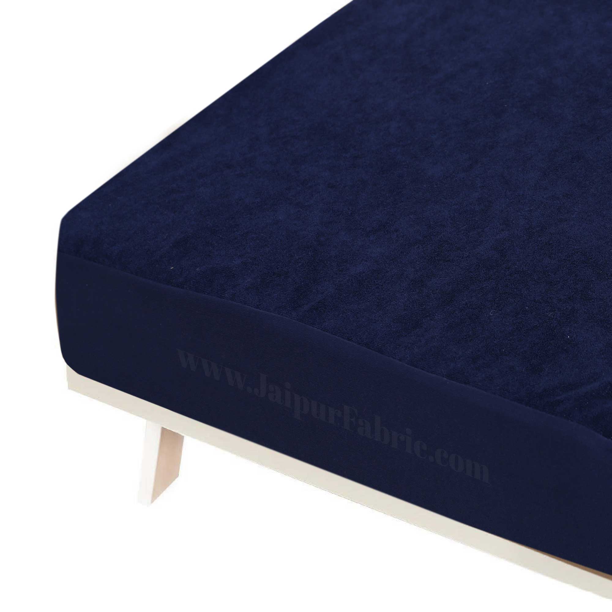 Heavy Quality Navy Blue Terry Cotton Waterproof and Elastic Fitted Through Out Double Mattress Protector