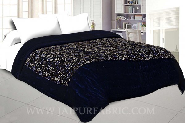 Double Bed  Velvet  Quilt Multi Floral Design print
