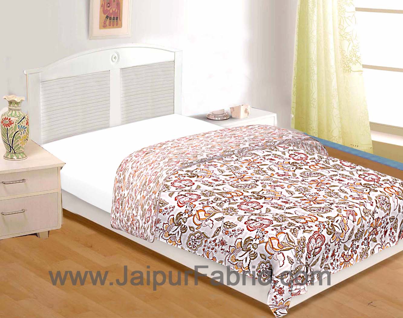 Reversible mulmul Single bed Reversible mulmul Dohar with pastel hand block print
