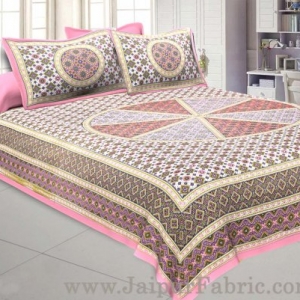 Sanganeri Double Bedsheet in Pretty Pink shade
