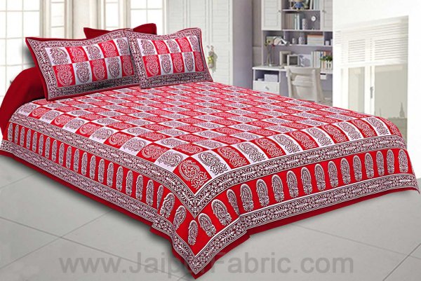 Double Bedsheet Crimson Red Fine Cotton Checkerd Design