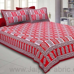 Double Bedsheet Crimson Red Fine Cotton Checkerd Design