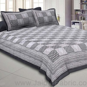 Double Bedsheet Gray Checkered Pattern