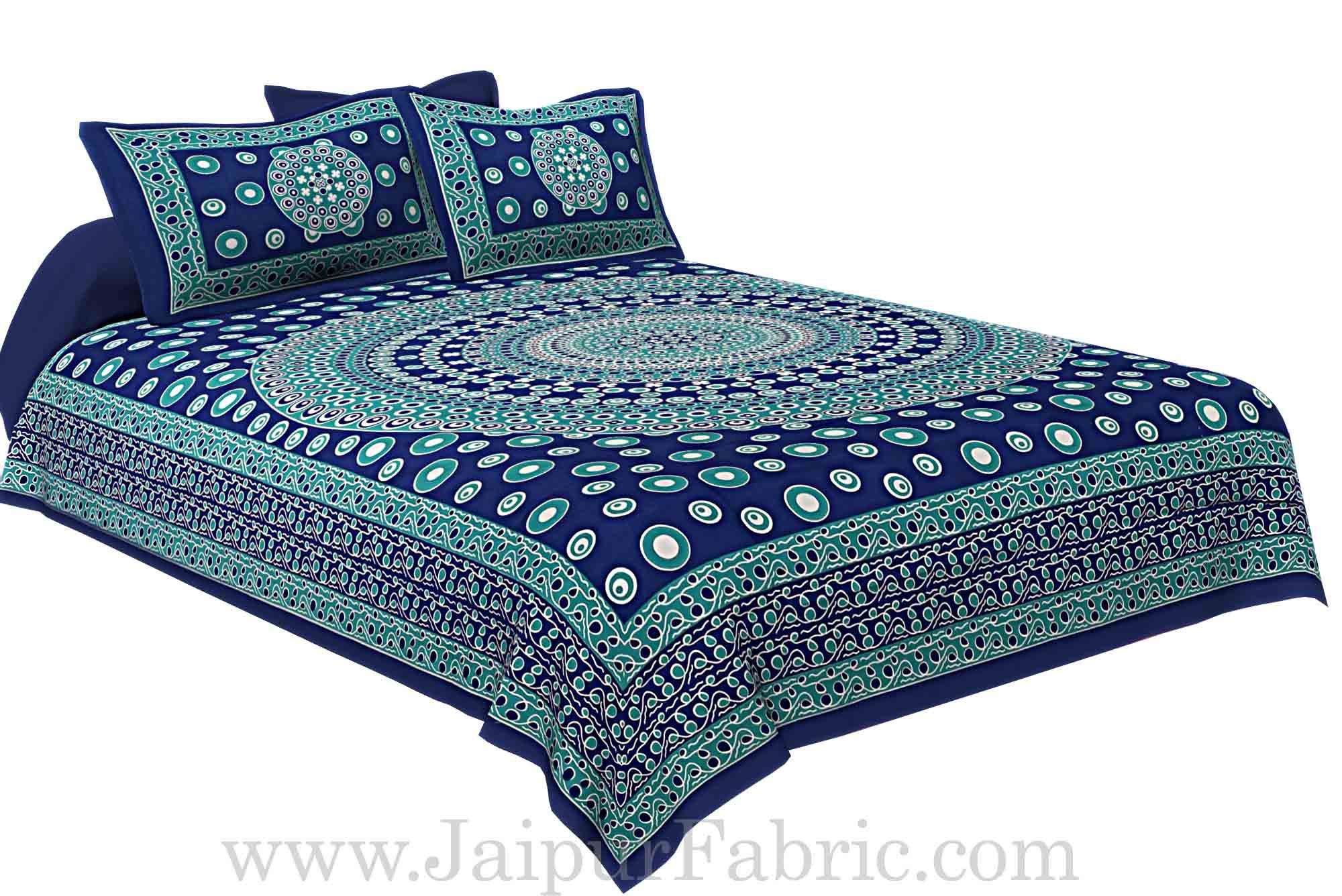 Double bedsheet Blue Color  Rangoli Pattern Smooth Touch With 2 Pillow Cover