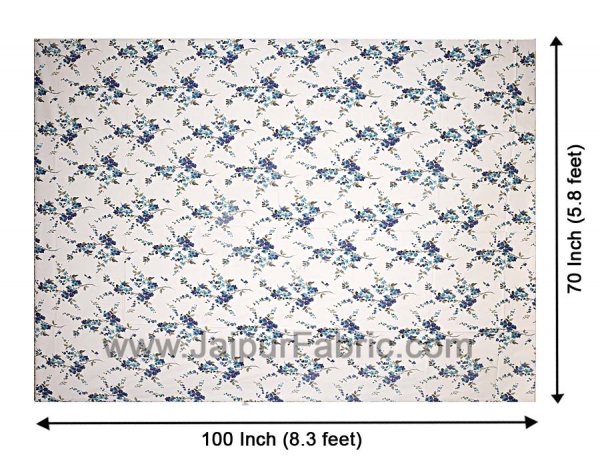 Pure Cotton 240 TC Single Bedsheet in blue motif floral print taxable