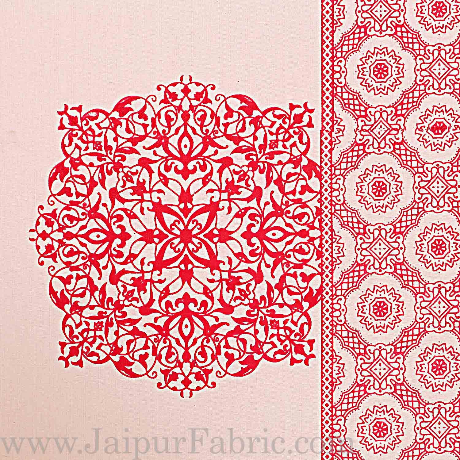 Light Red Border With big Boota Super fine cotton Double bedsheet