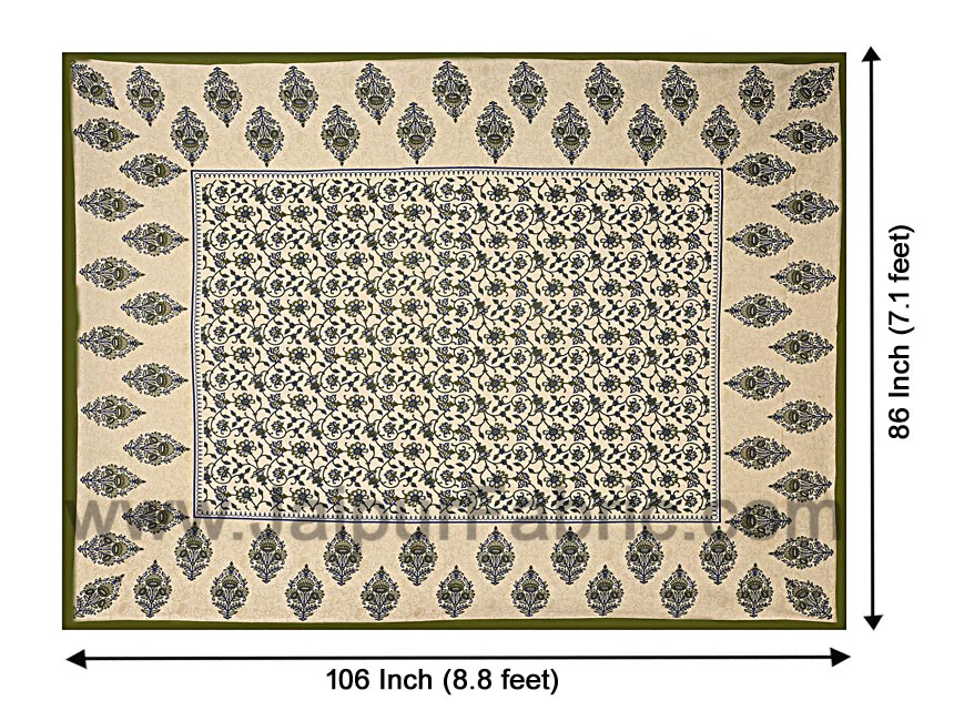 Green  Border Tropical keri Design Cotton Double Bed Sheet