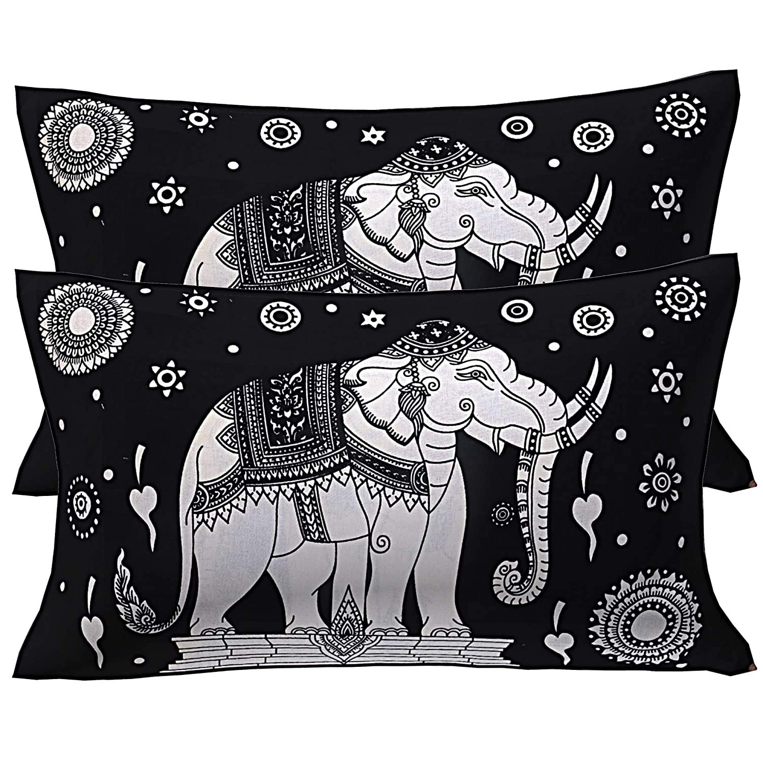 Double Bedsheet With Big Elephant And Tree Pattern Two Pillow