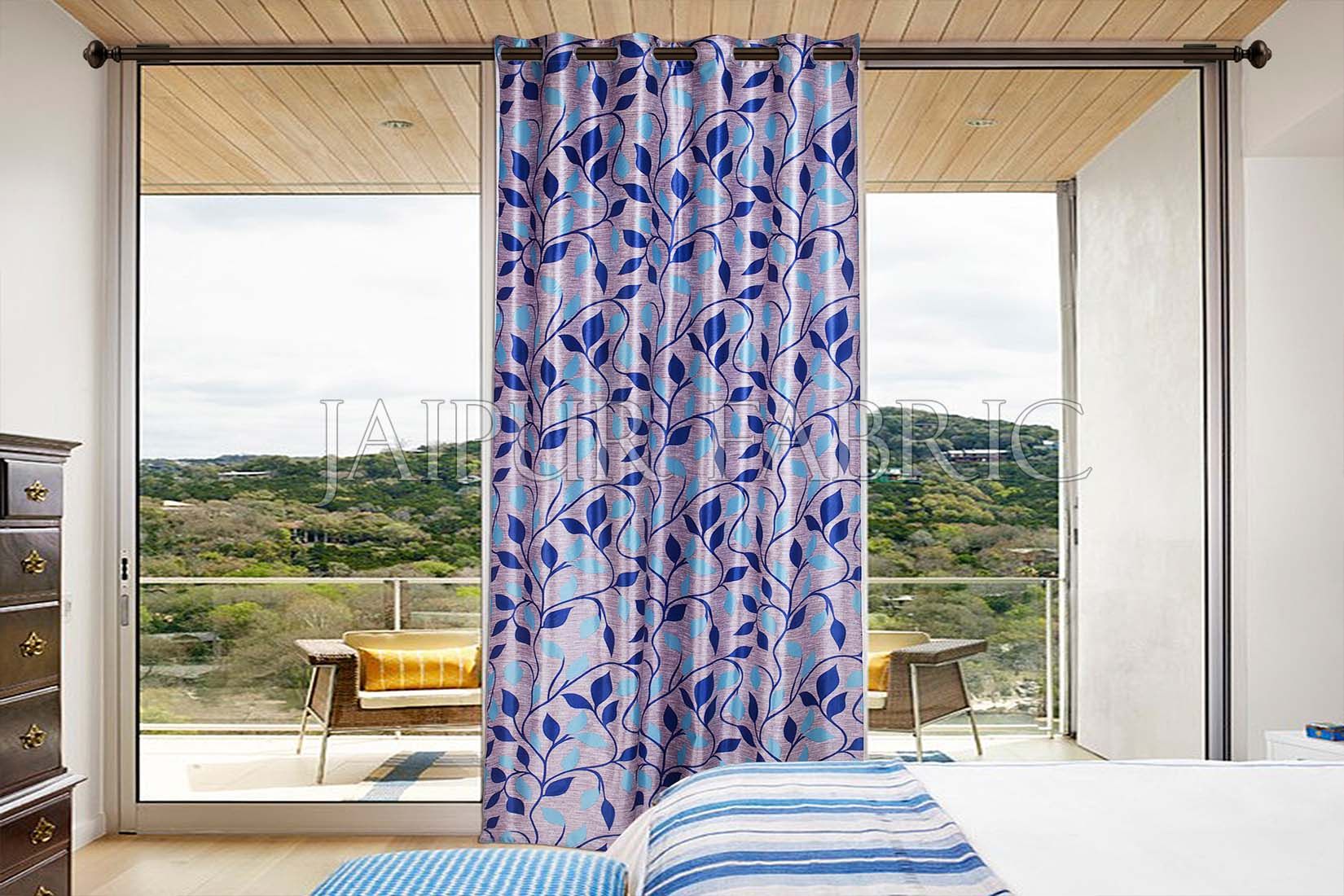 Violate Base Blue Color Printed Polyester Curtain