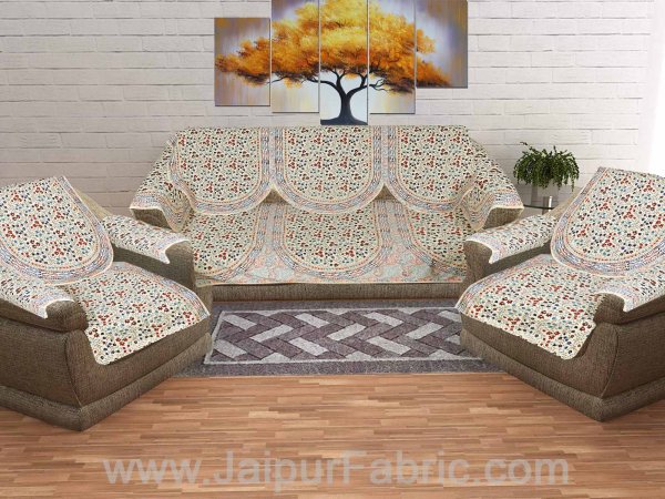 Satrangi Golden Red Sofa Set Cover