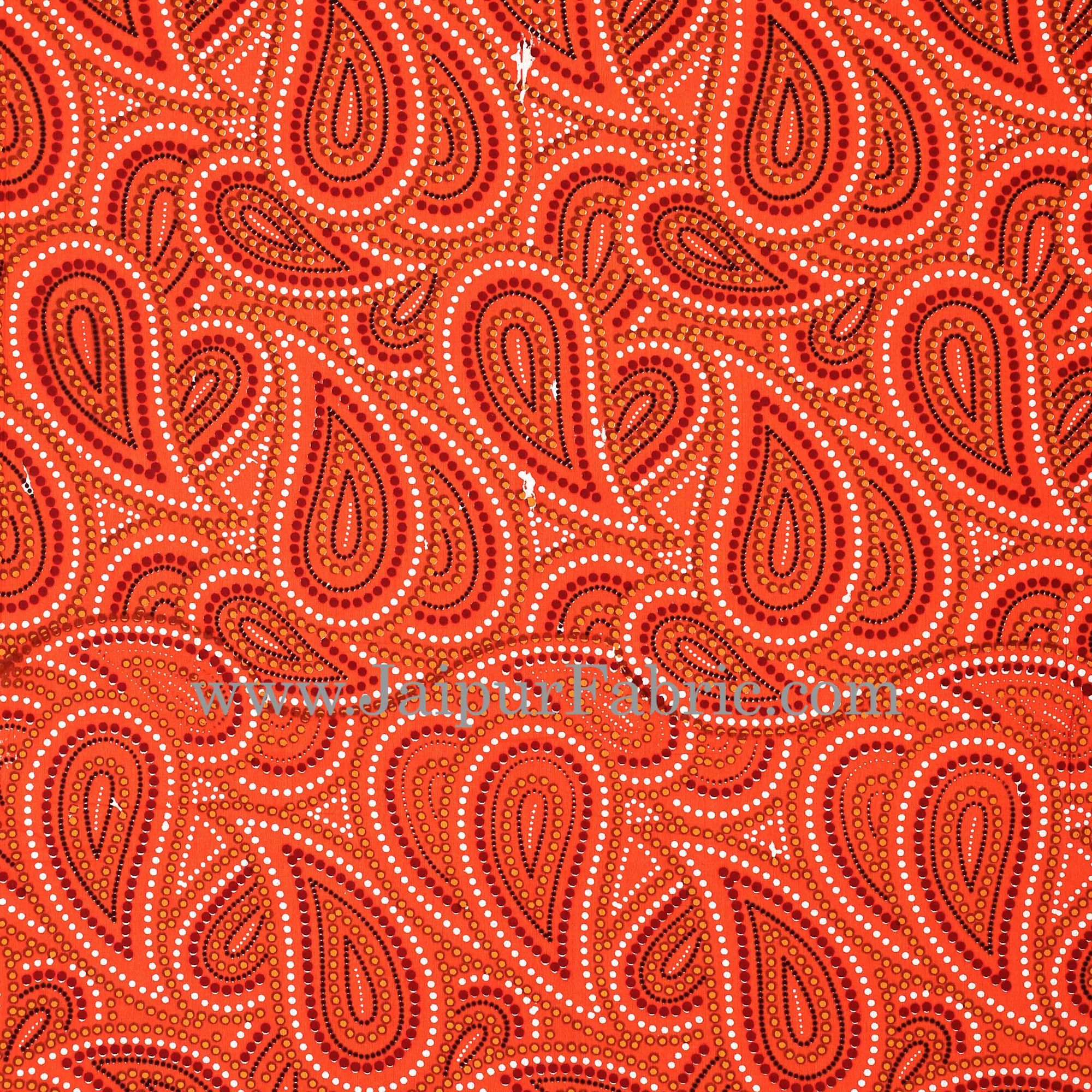 Orange Border Black Border Maroon Base Paisley Dotted Print Cotton Double Bed Sheet
