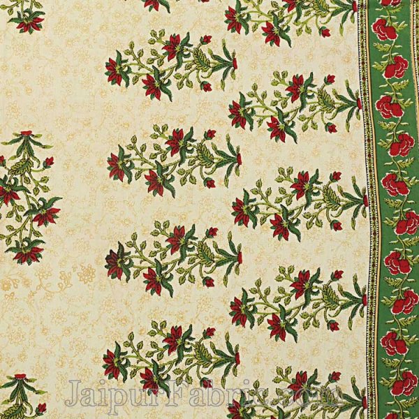 Double Bedsheet Red Border Vintage Floral Print