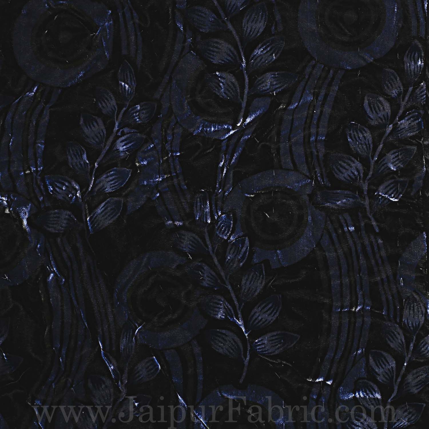 Jaipuri Hand Crafted Black Feather  Print Velvet Double Quilt/Rajai