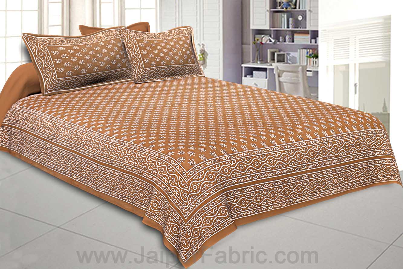 Double Bedsheet Dusty Brown Small Leaf Print