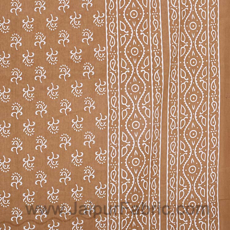 Double Bedsheet Dusty Brown Small Leaf Print