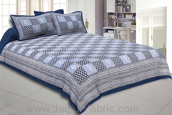 Double Bedsheet Light Blue Checkered Pattern