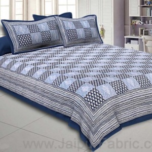 Double Bedsheet Light Blue Checkered Pattern