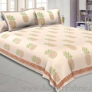 Double Bedsheet Fine Cotton Pineapple Print With Two Pillow Cover