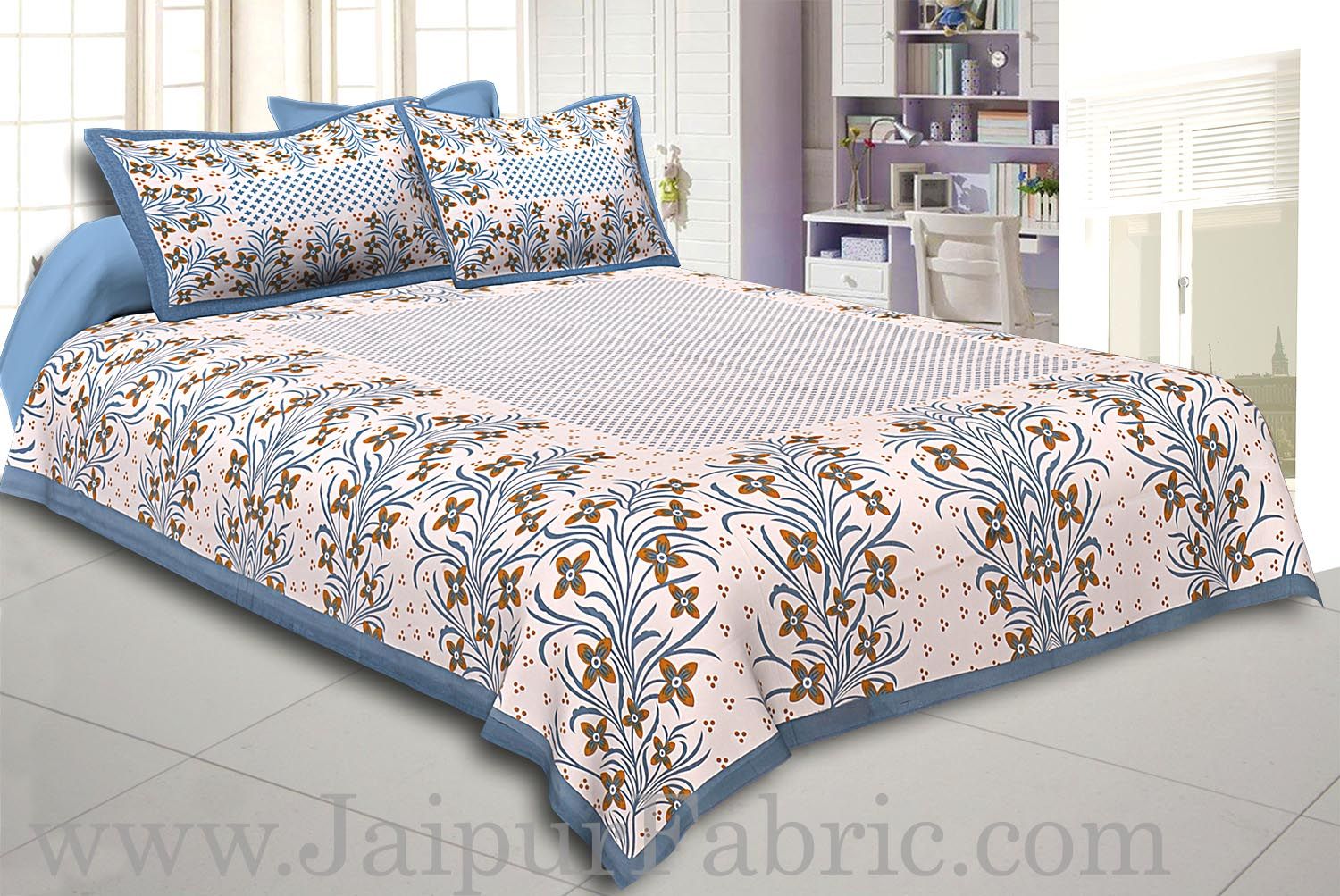 COMBO45- Set of 1 Double Bedsheet and  1 Single Bedsheet With  2+1 Pillow Cover