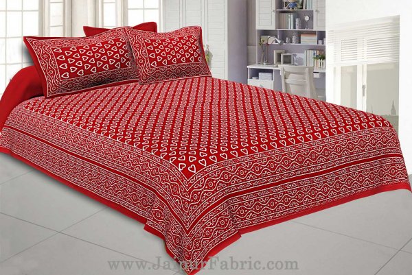 Red Hearts Double Bedsheet With 2 Pillow covers