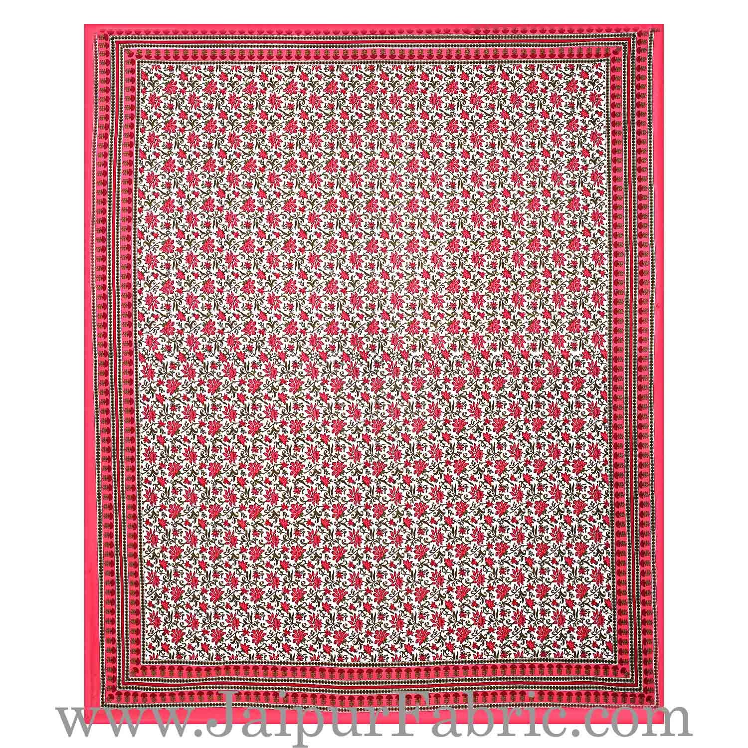 Double Bedsheet Rani Border Bell Print With Two Pillow Cover