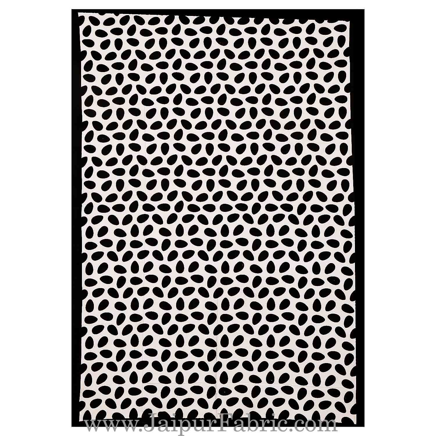 Black Border White Base Cow Print Cotton Single Bed Sheet with Pillow cover