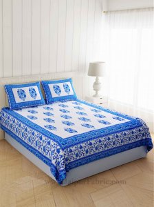 Gorgeous Glaze Cotton Blue Double Bedsheet