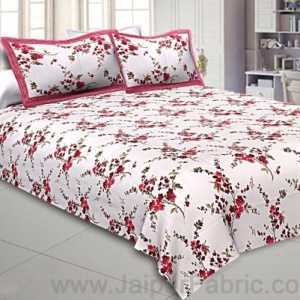 Pure Cotton 240 TC Double bedsheet in Red motif floral print