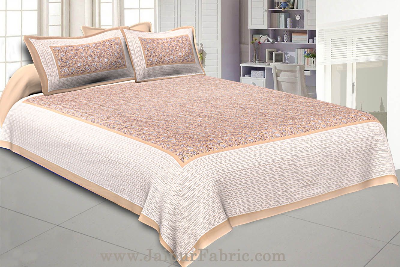 Floral Double Bedsheet Brown base with 2 Pillow Covers