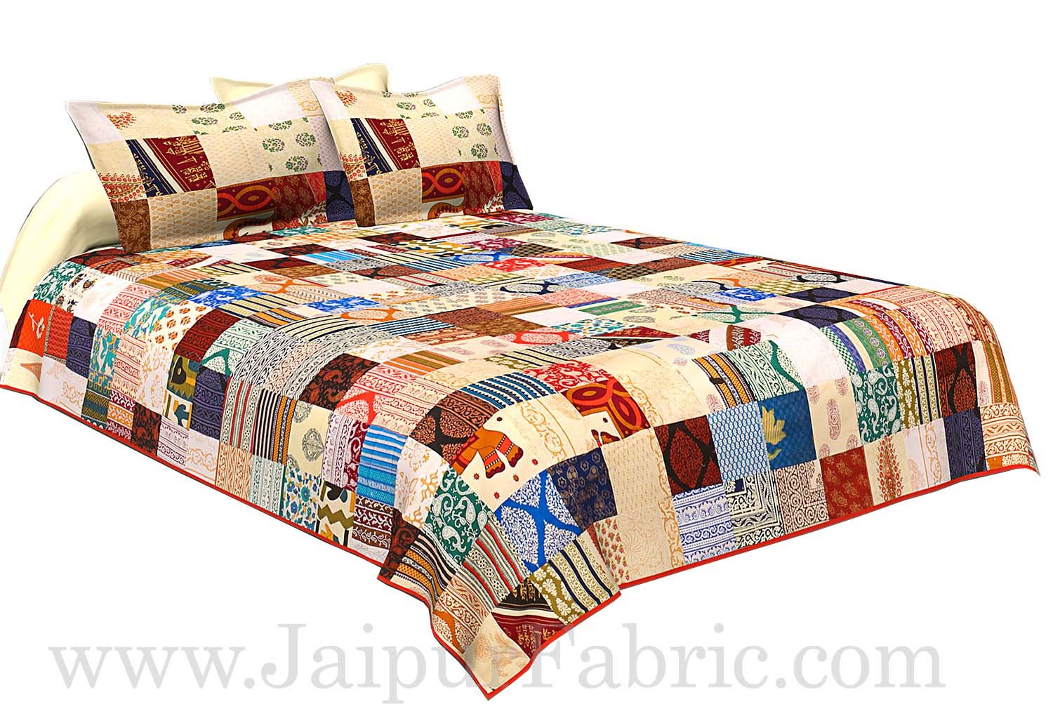 COMBO53- Set of 1 Double Bedsheet and  1 Single Bedsheet With  4 Pillow Cover