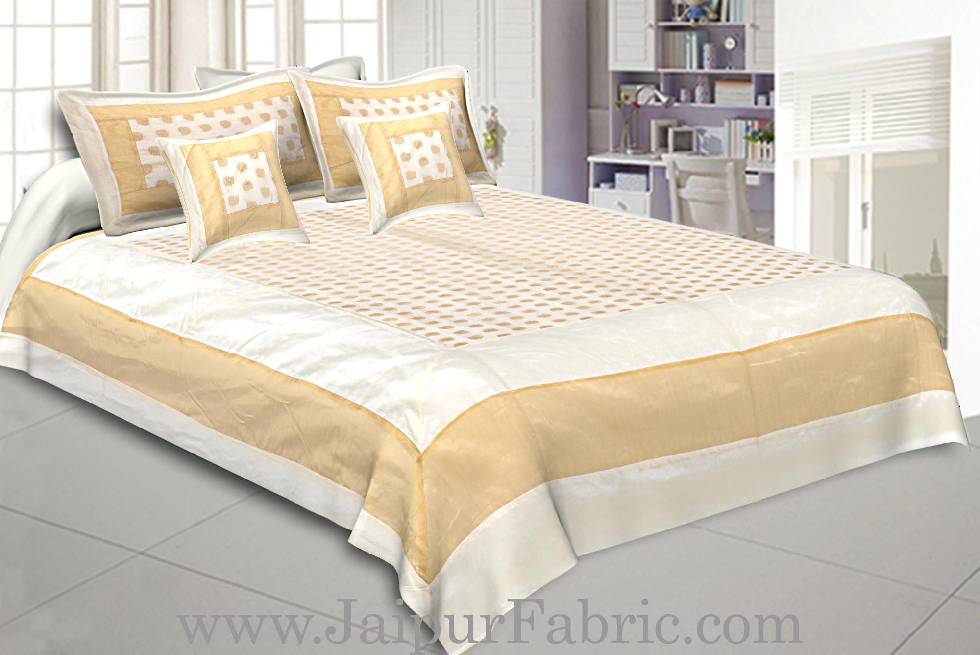 Chanderi Double Bedsheet  Golden Weave Work  Kerry Pattern