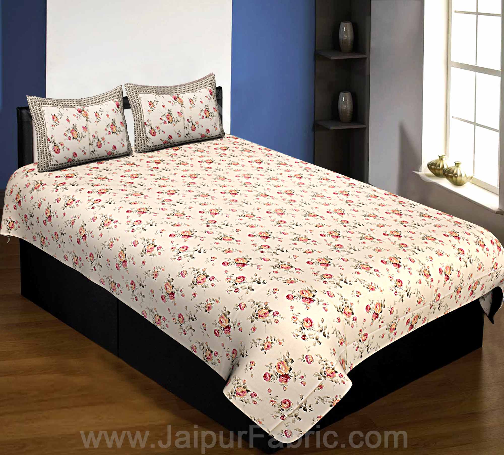 COMBO85- Set of 1 Double Bedsheet and  1 Single Bedsheet With  2+2 Pillow Cover