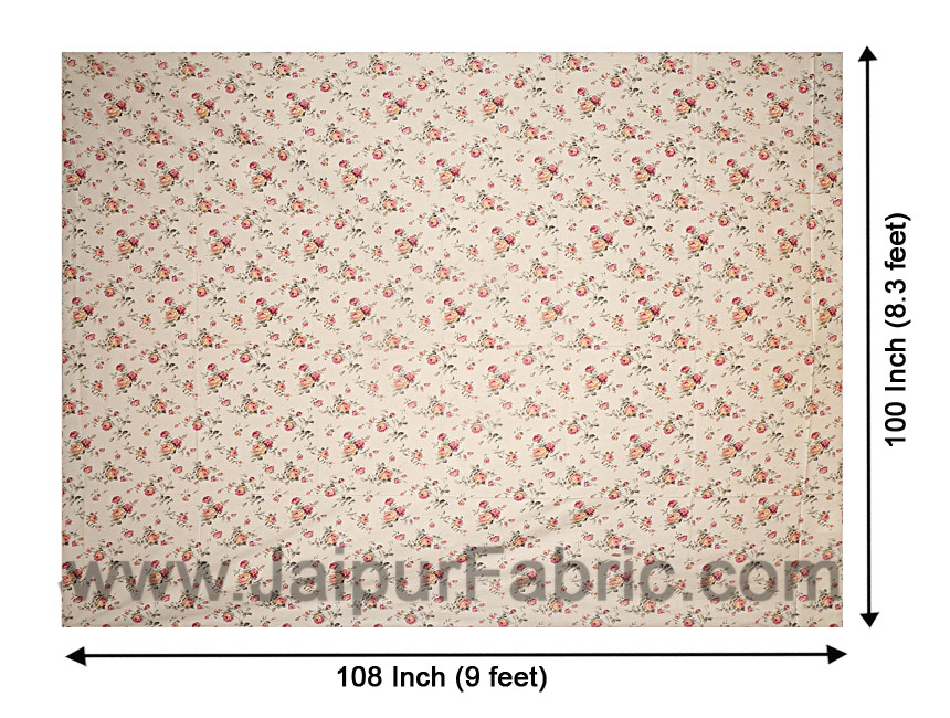 Pure Cotton 240 TC Double bedsheet in cream seamless floral print