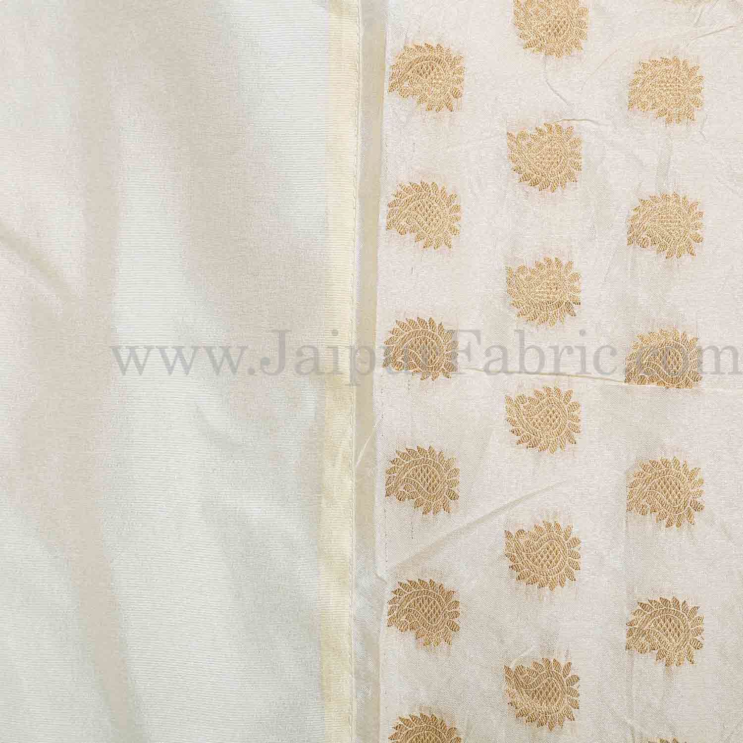 Chanderi Double Bedsheet  Golden Weave Work  Kerry Pattern