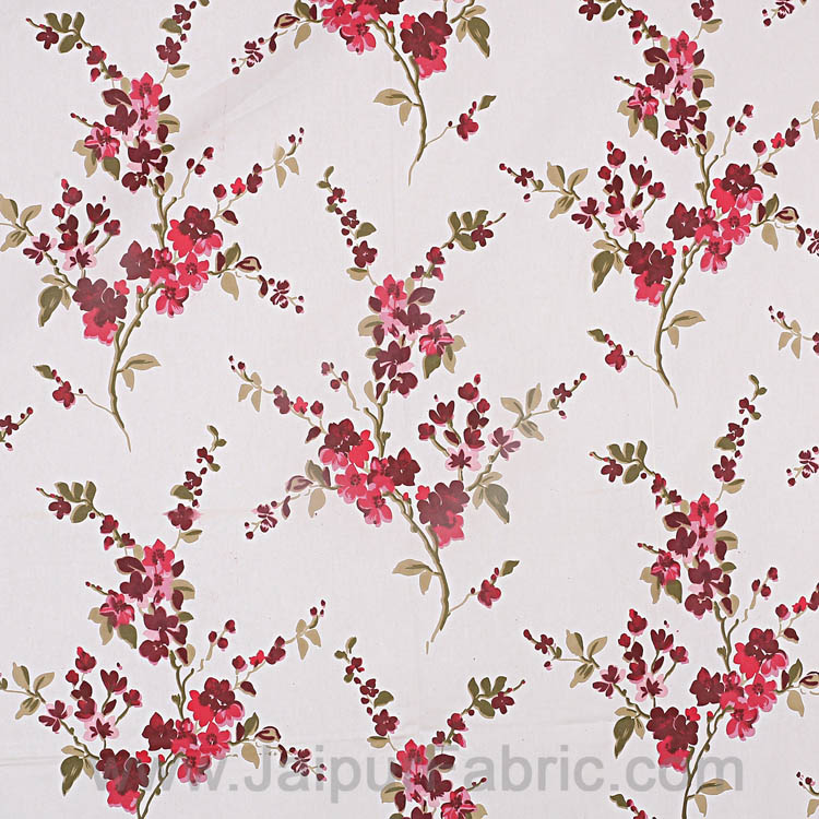 COMBO68 Pink Floral Design 1 Cotton Double Bedsheet + 1 Dohar Combo