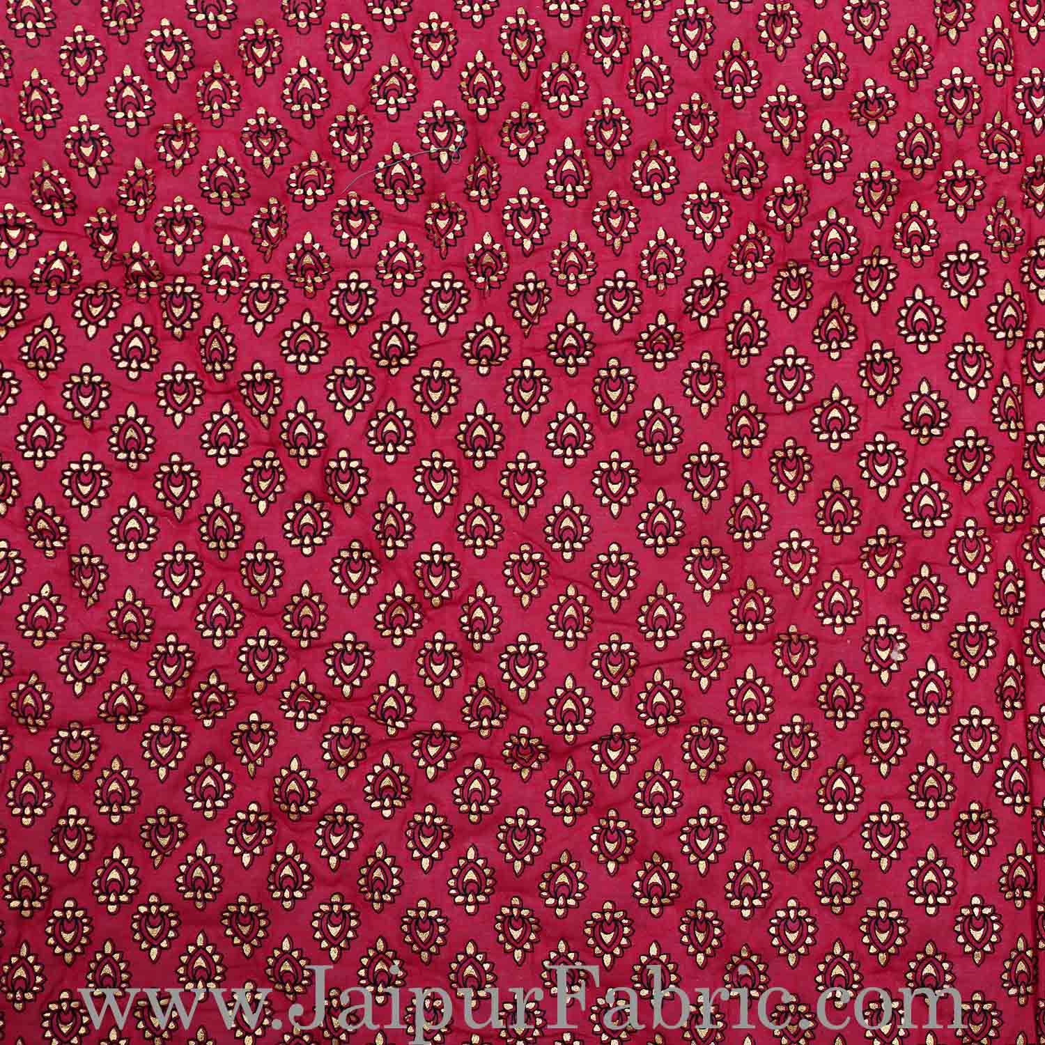 jaipuri Double Quilt Magenta (Rani) Base Golden Print Fine Cotton