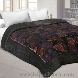 Velvet Cloth Double Bed Quilt Jaipuri Razai Dark Brown Shaneel Rajai by Jaipur Fabric