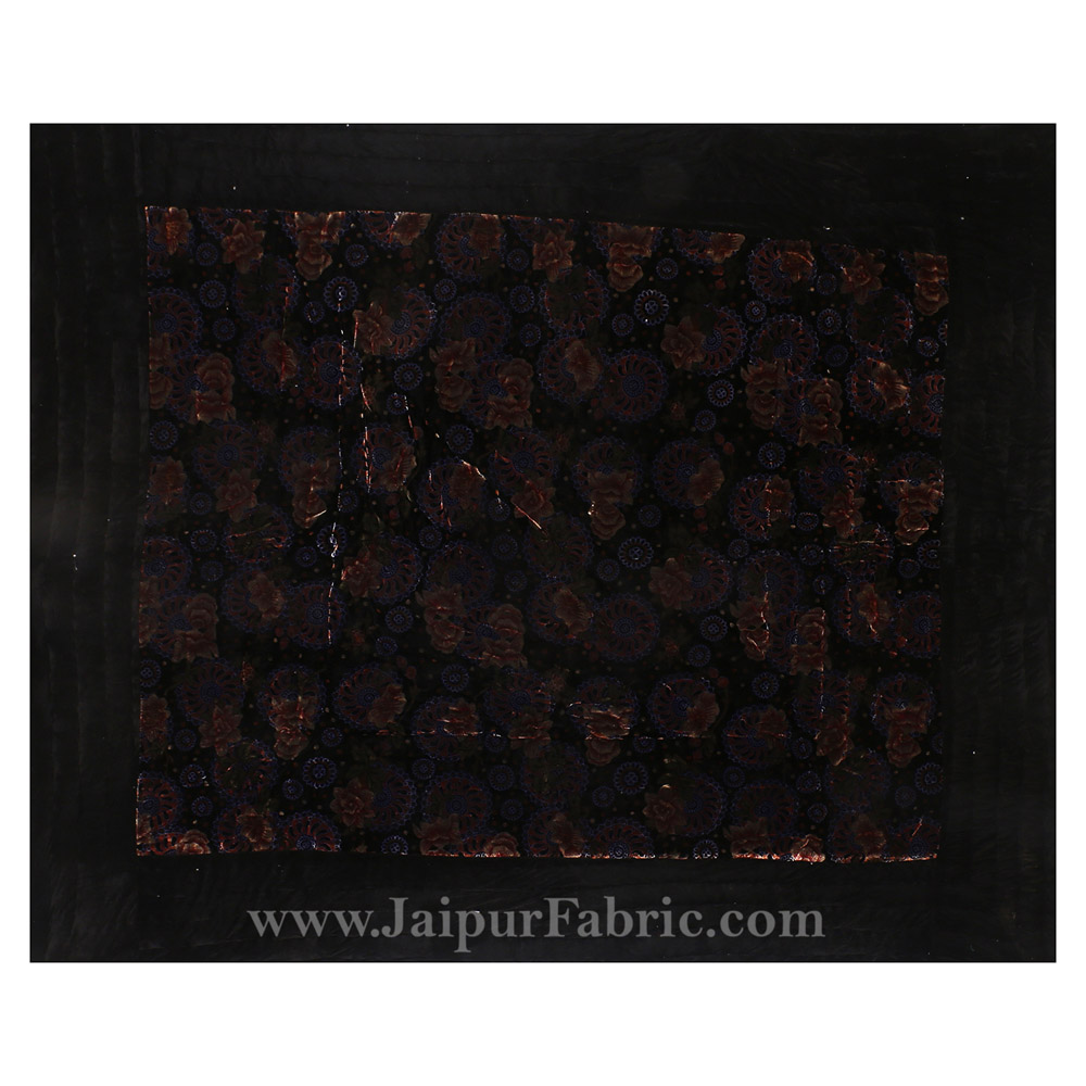 Velvet Cloth Single Bed Quilt Jaipuri Razai Dark Brown Shaneel Rajai by Jaipur Fabric