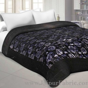 Velvet Cloth Double Bed Quilt Jaipuri Razai Black Shaneel Rajai by Jaipur Fabric