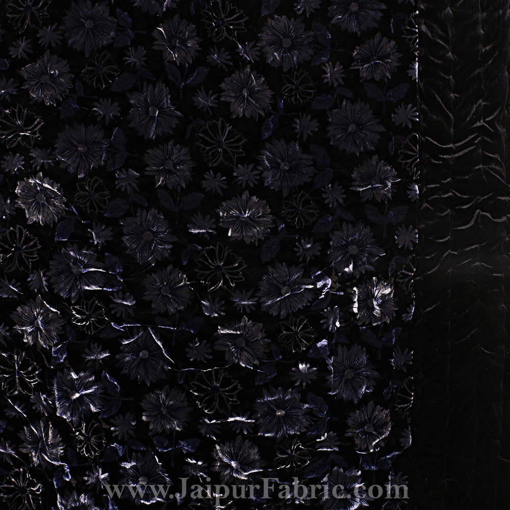 Velvet Cloth Single Bed Quilt Jaipuri Razai Black Shaneel Rajai by Jaipur Fabric