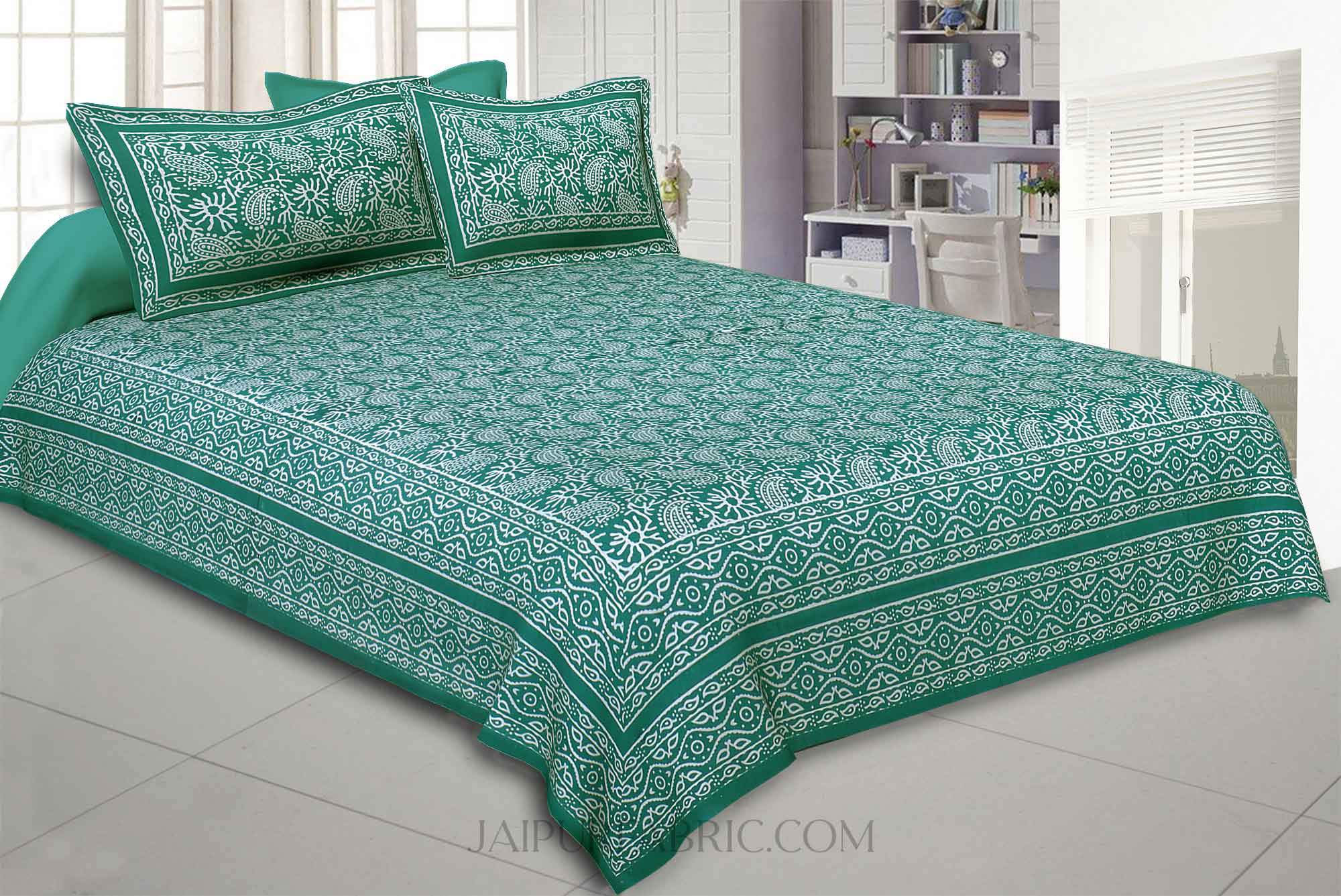 Aqua Kingdom Green Double Bedsheet
