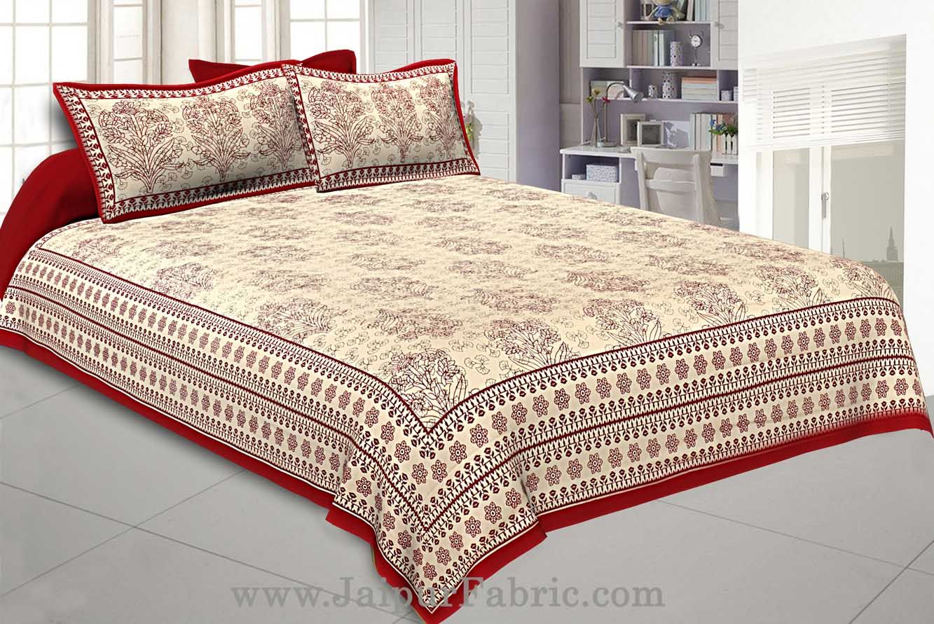 Maroon Gamla block Double Bedsheet With 2 Pillow covers
