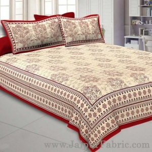 Maroon Gamla block Double Bedsheet With 2 Pillow covers