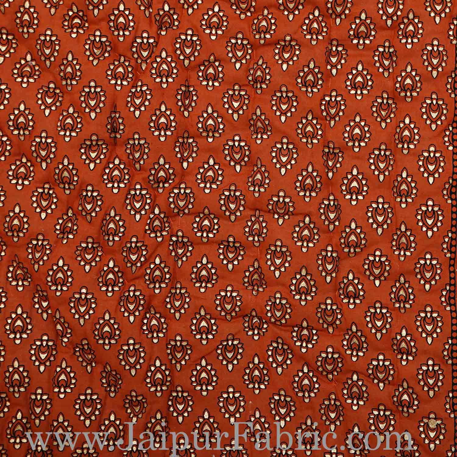 Jaipuri Double Quilt/Razai Bricks Color Golden Print