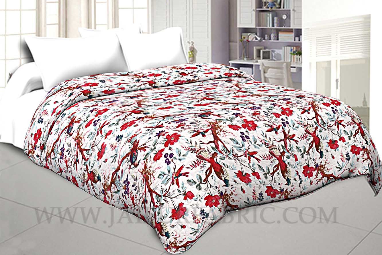 Cream Color birds on tree smooth touch multi use comforter