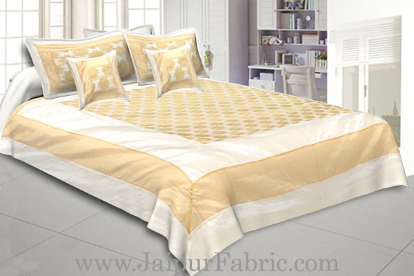 Chanderi Silk Double bedsheet with Golden Weave Work  With Sun Flower