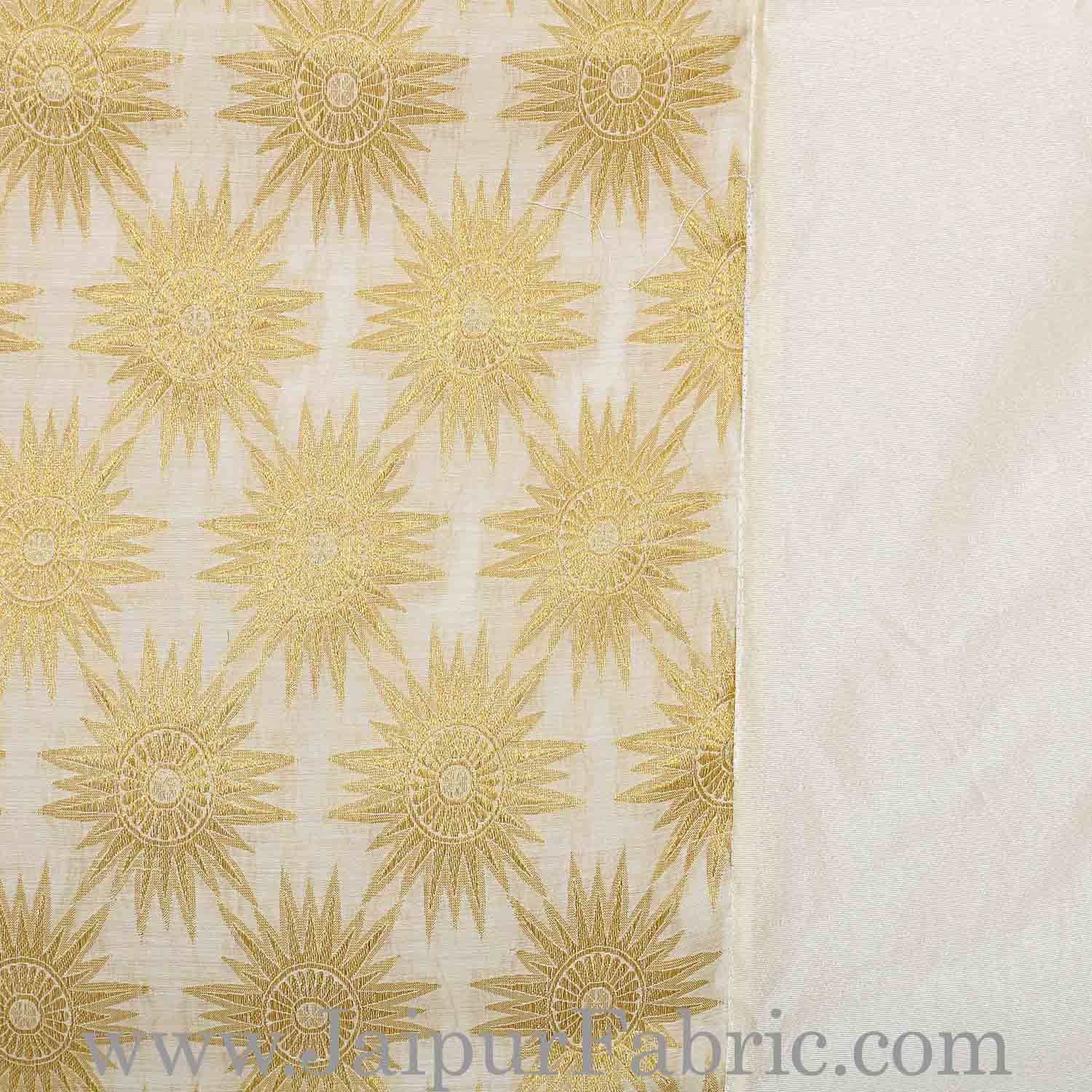 Chanderi Silk Double bedsheet with Golden Weave Work  With Sun Flower