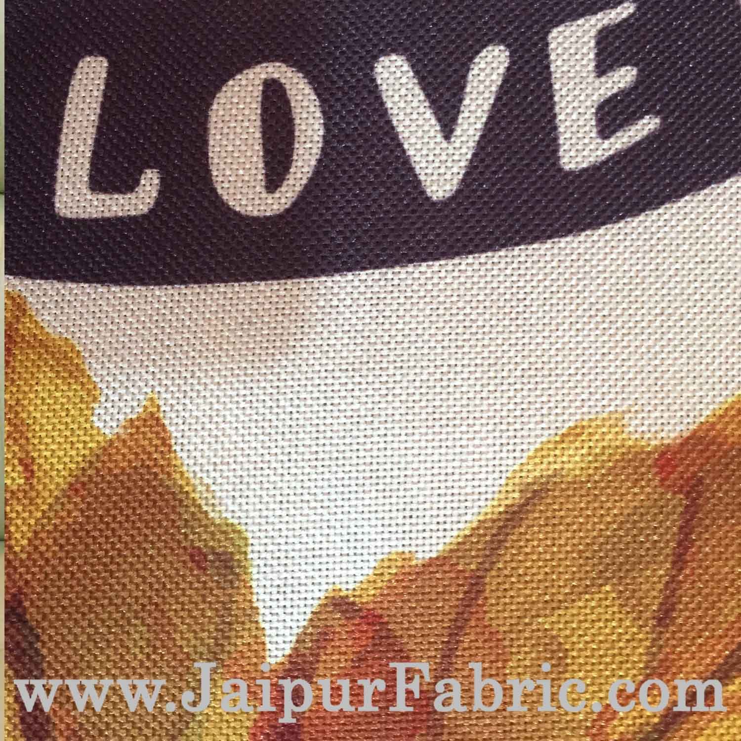 Jute Cushion Cover Digital Print All You Need Is Love